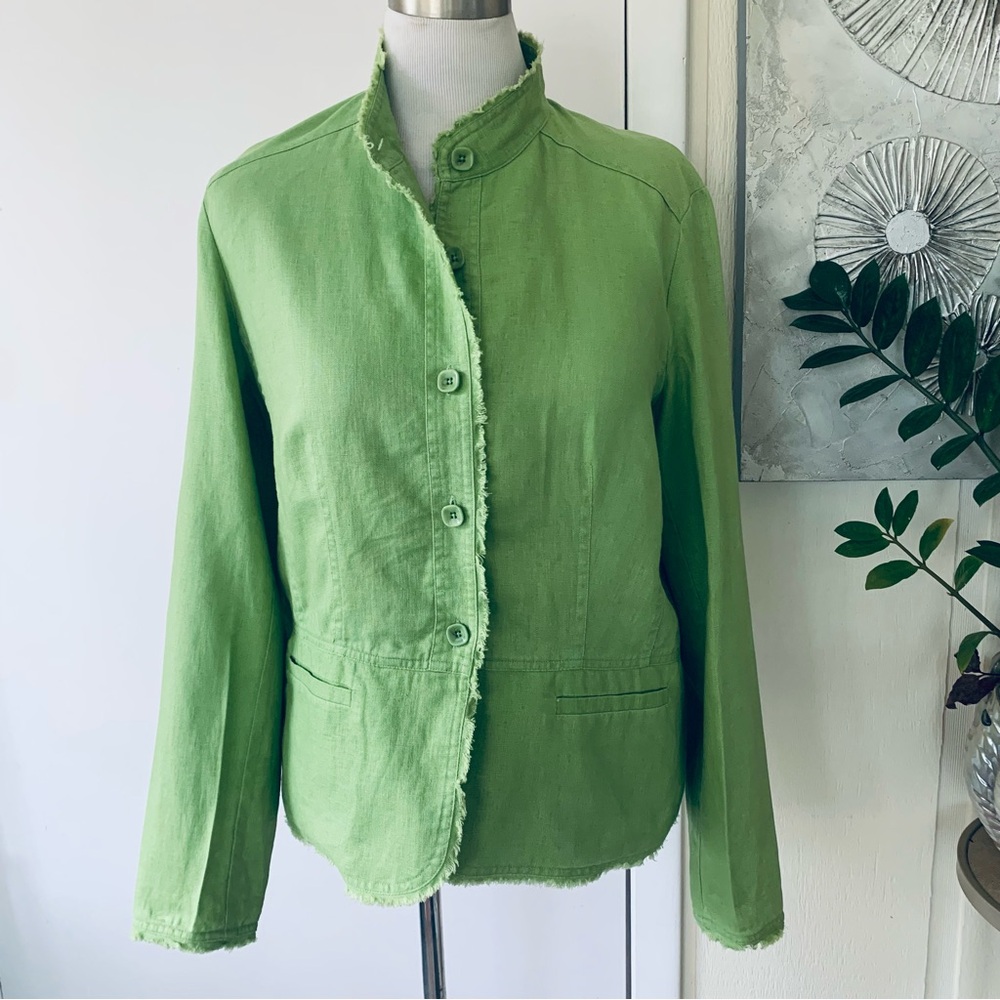Coldwater Creek great quality 100% linen green jacket size L